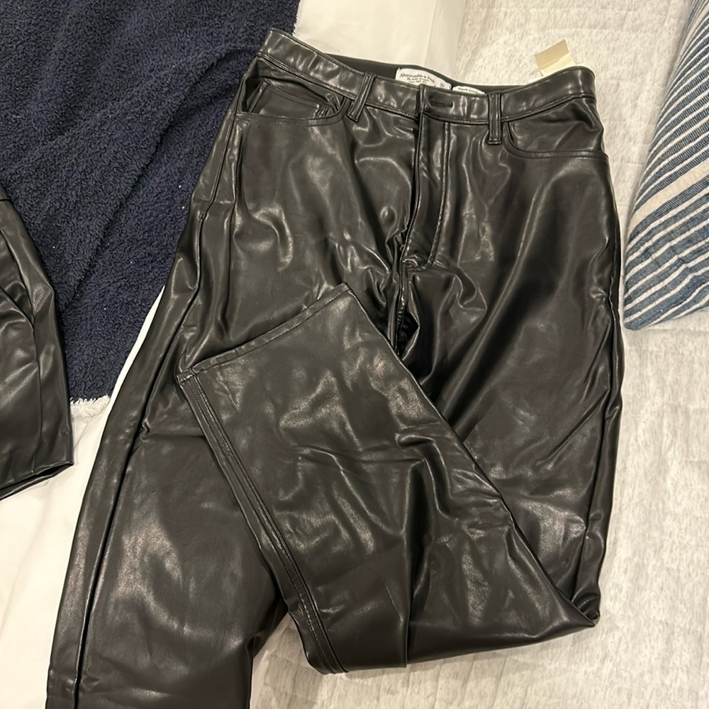 Abercrombie black leather pants